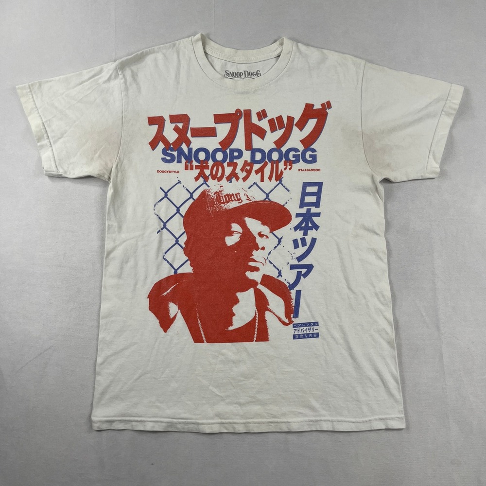 Snoop Dogg Graphic T-Shirt Japanese Doggy Style Print White Mens Small